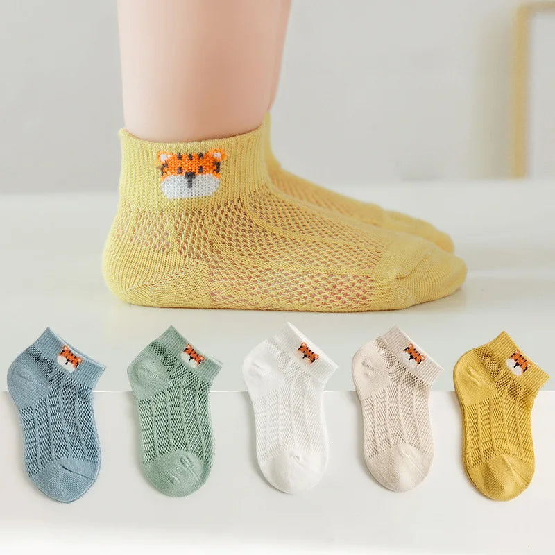 Children's Summer Fishnet Cotton Socks Set
