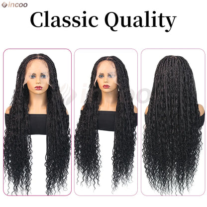 Boho Box Braided Curly Hair Full Lace Wig Burgundy