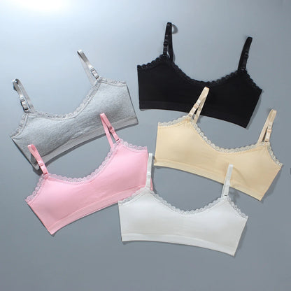 Girls Lace Training Bras Set Cotton Padded Daily Wear