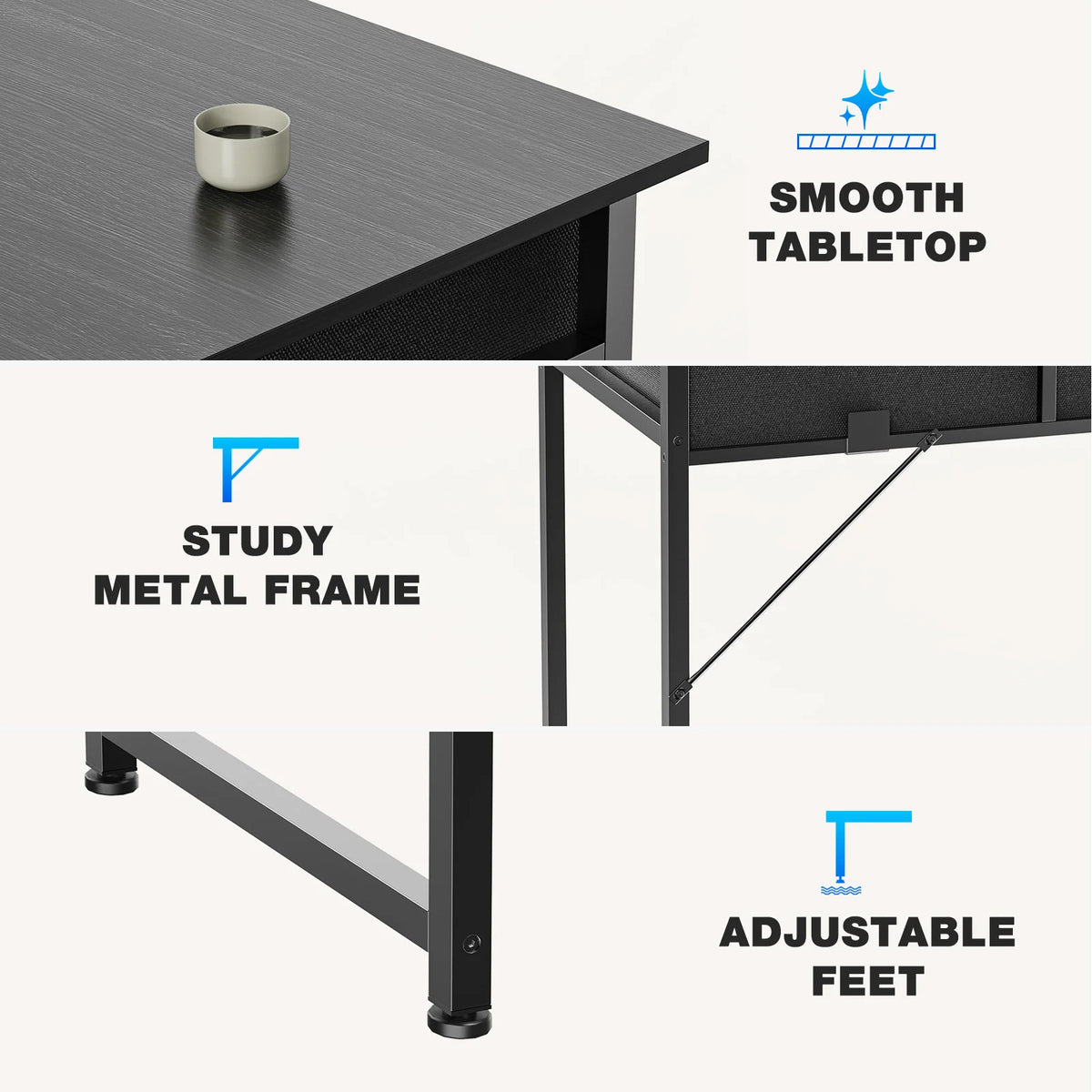 32 Inch Modern Office Desk with Fabric Drawers
