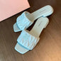 Summer Open Toe Square Toe PU Slippers for Women