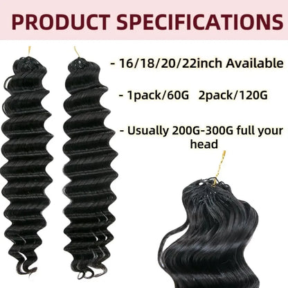 Deep Wave Crochet Human Hair Extensions for Braiding