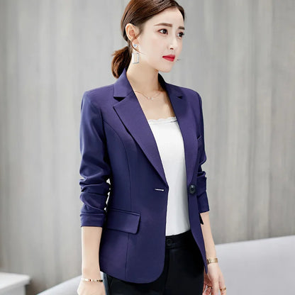 Black Women Slim Blazer Office Work Jacket