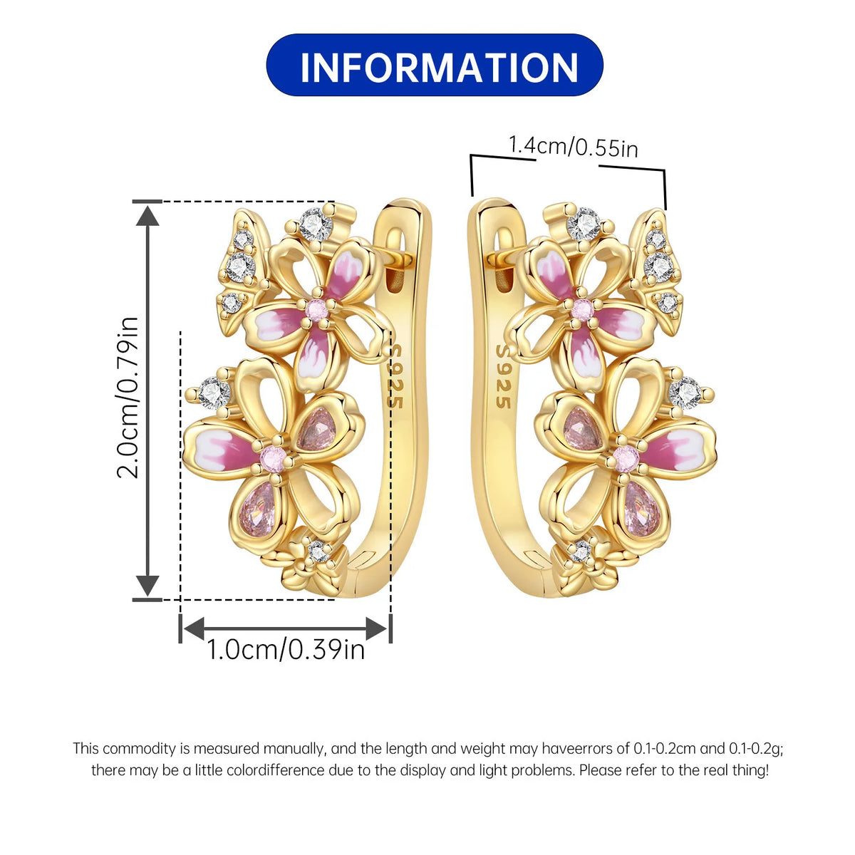 S925 Sterling Silver Iris Flower Hoop Earrings for Women