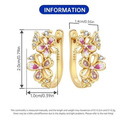 S925 Sterling Silver Iris Flower Hoop Earrings for Women