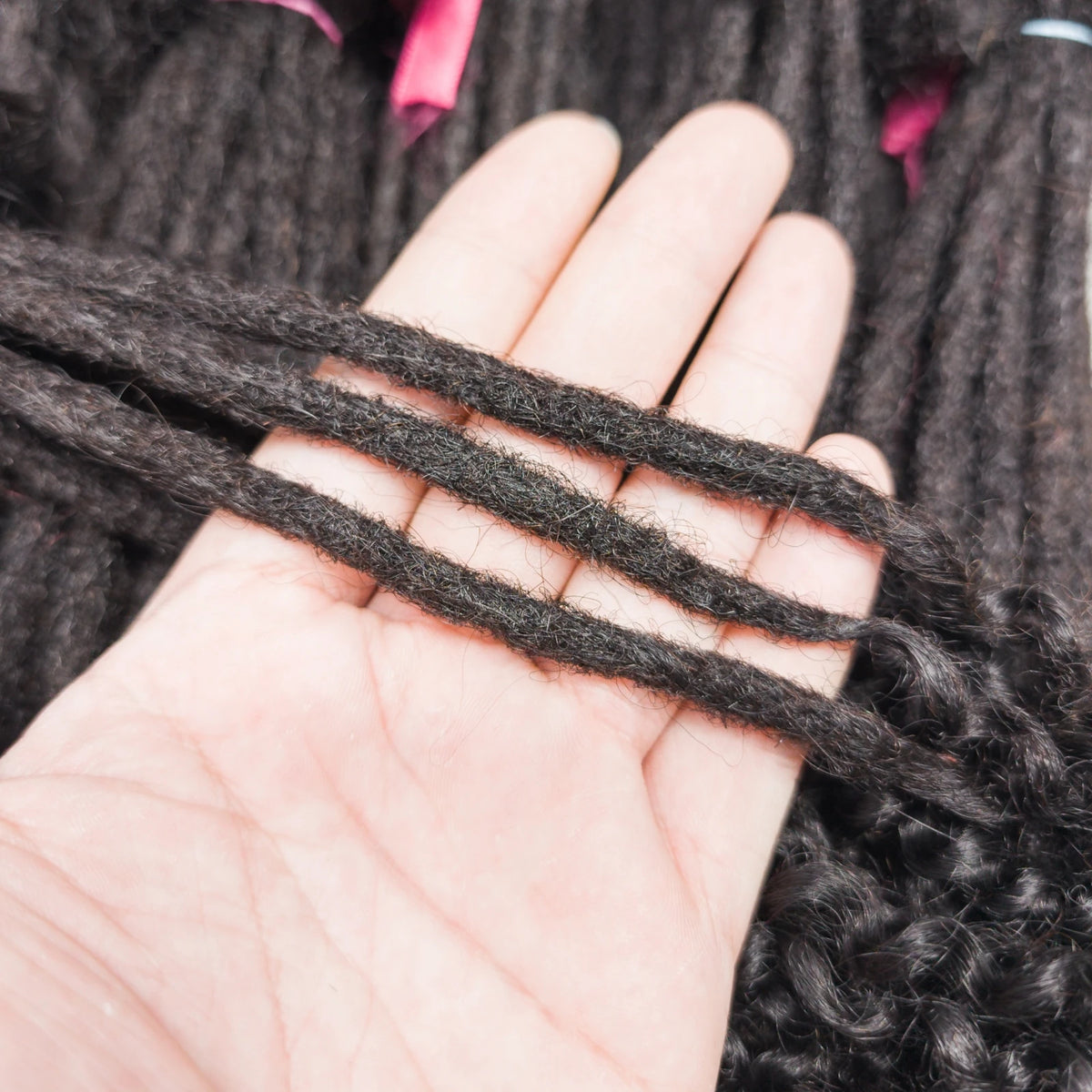 Natural Human Hair Dreadlock Extensions 8-12 Inch Curly Ends