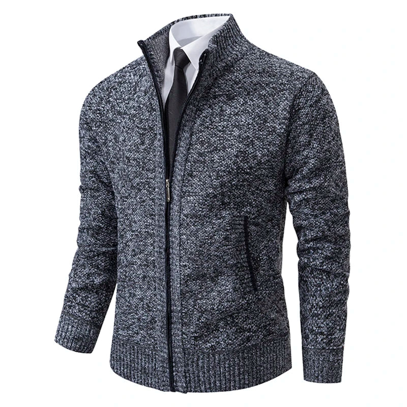 Men's Fleece Zipper Cardigan Casual Sports Coat