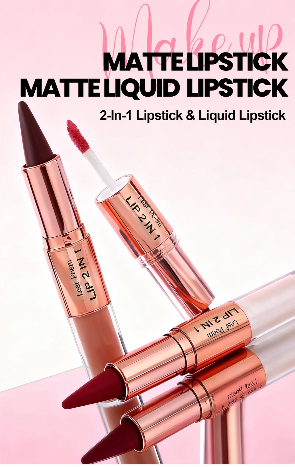 Waterproof Matte Black Lipstick and Lipgloss Duo