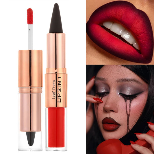 Waterproof Matte Black Lipstick and Lipgloss Duo