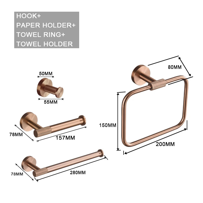 Brushed Rose Gold Metal Bath Hardware Set