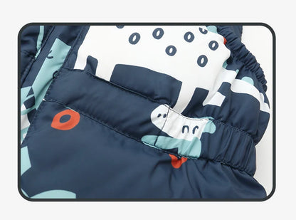 Children's Hooded Parka Down Jacket with Dinosaur Design