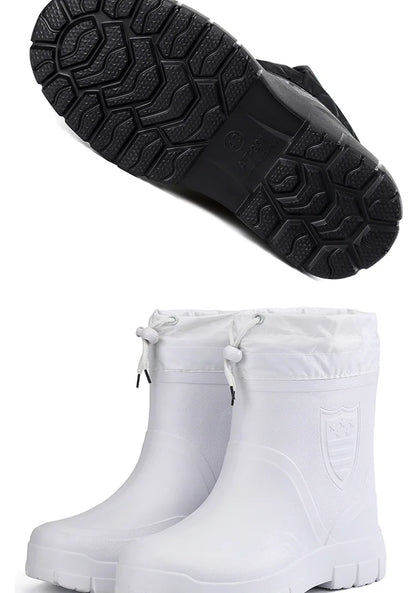 Men's Waterproof Velvet Rain Boots Casual Short Boot