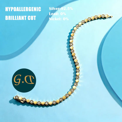 Moissanite Hexagon Tennis Bracelet in 925 Sterling Silver