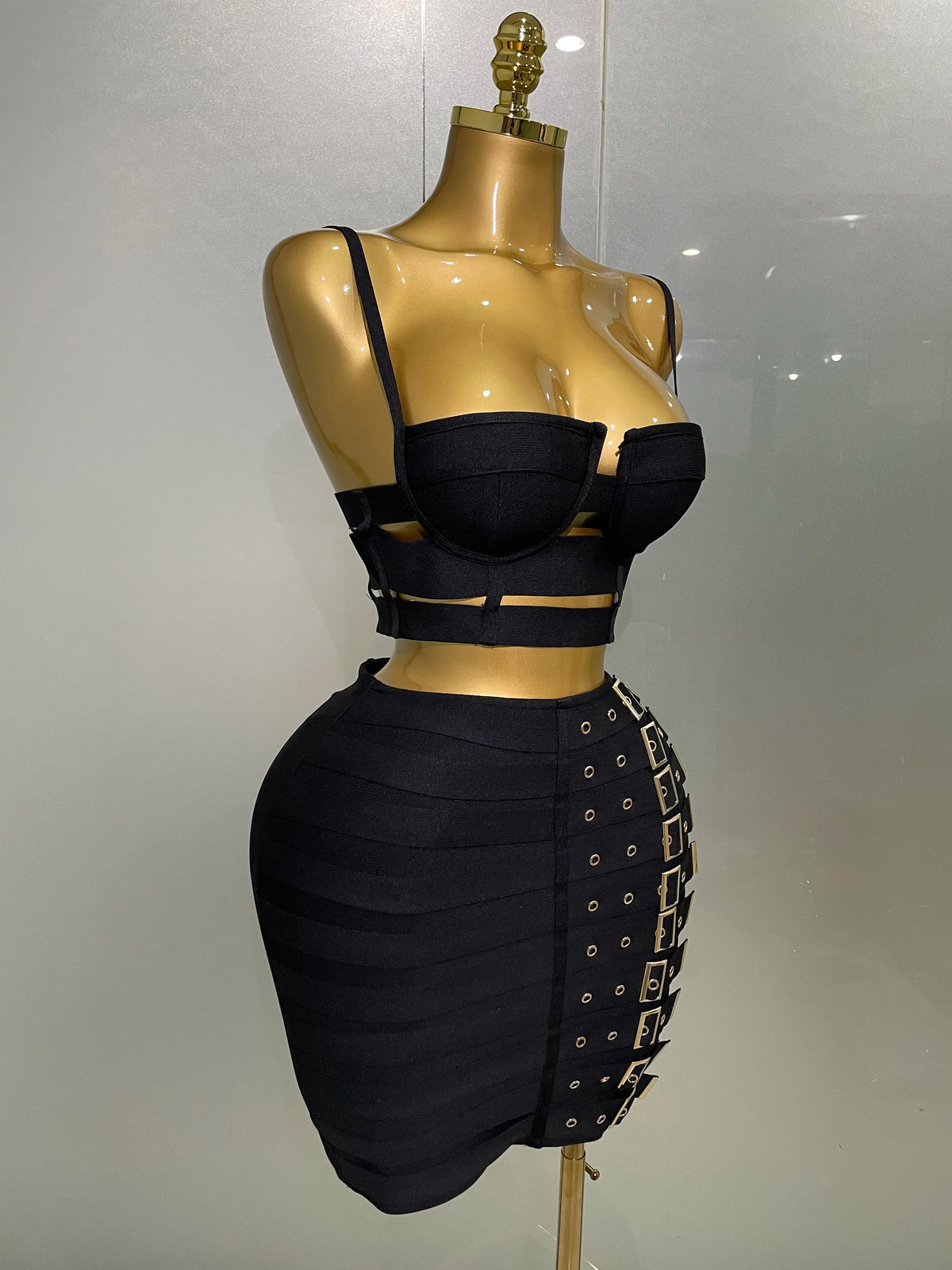 Women Sexy Bandage Tops and Pencil Skirt Set
