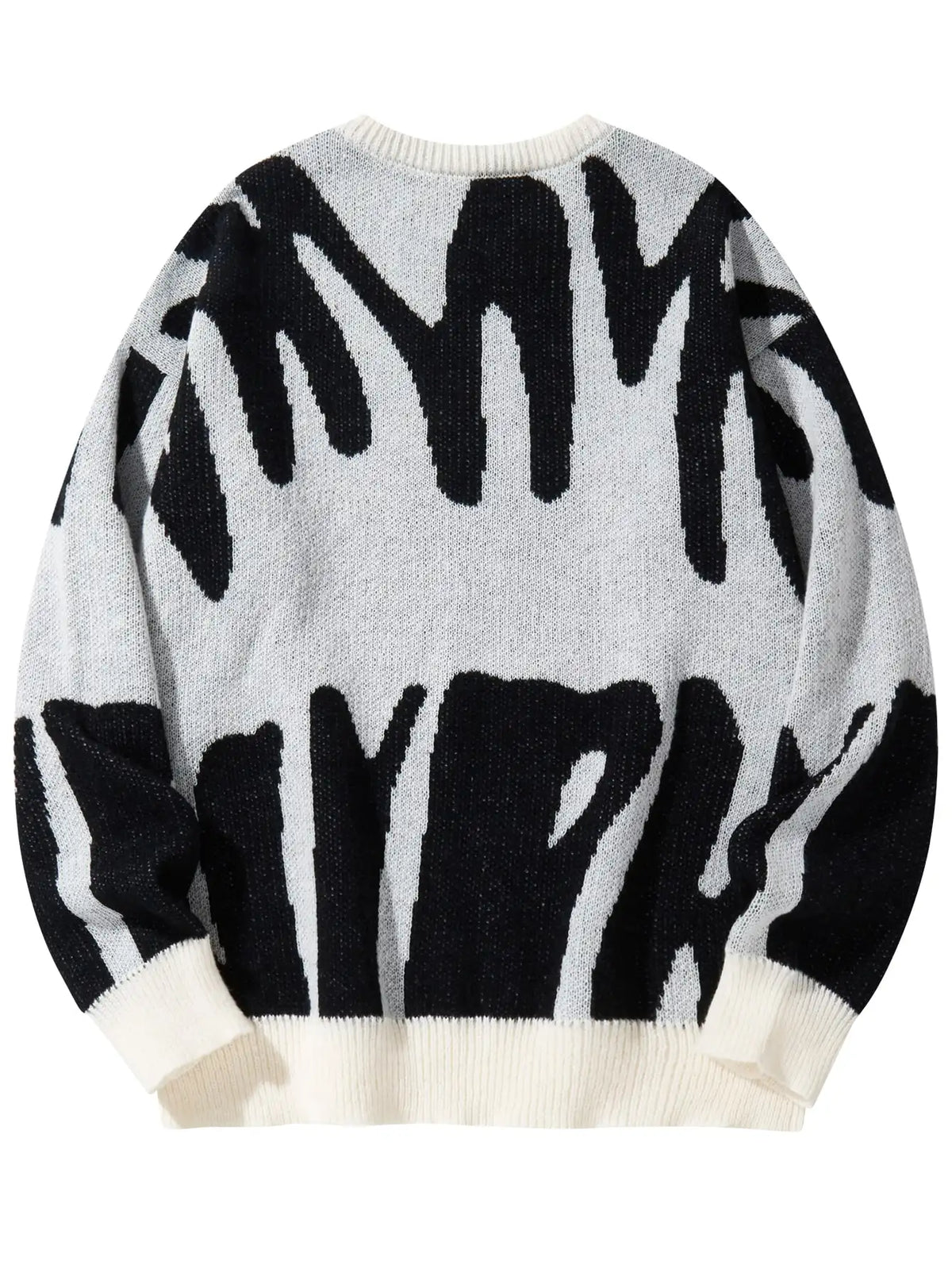 Irregular Jacquard Pattern Pullover Sweater Men Casual