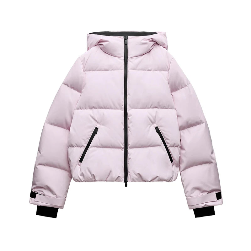 Faux Fur Hooded Women's Ski Jumpsuit with Zippers