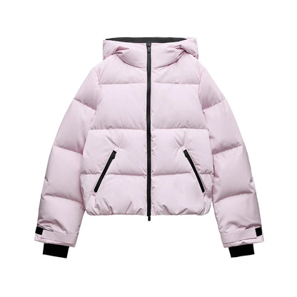 Faux Fur Hooded Women's Ski Jumpsuit with Zippers