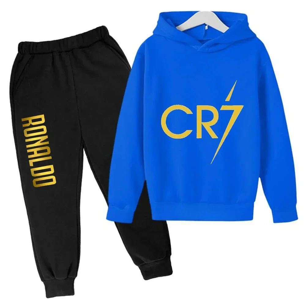 Ronaldo CR7 Print Hoodie and Pants Set for Children
