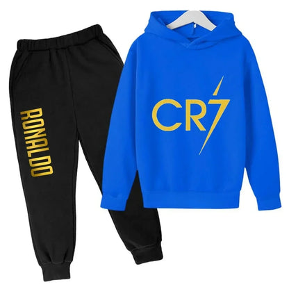Ronaldo CR7 Print Hoodie and Pants Set for Children