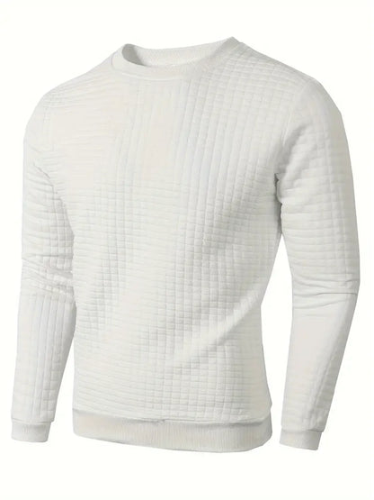 Men's Casual Jacquard Check Pullover Sweatshirt