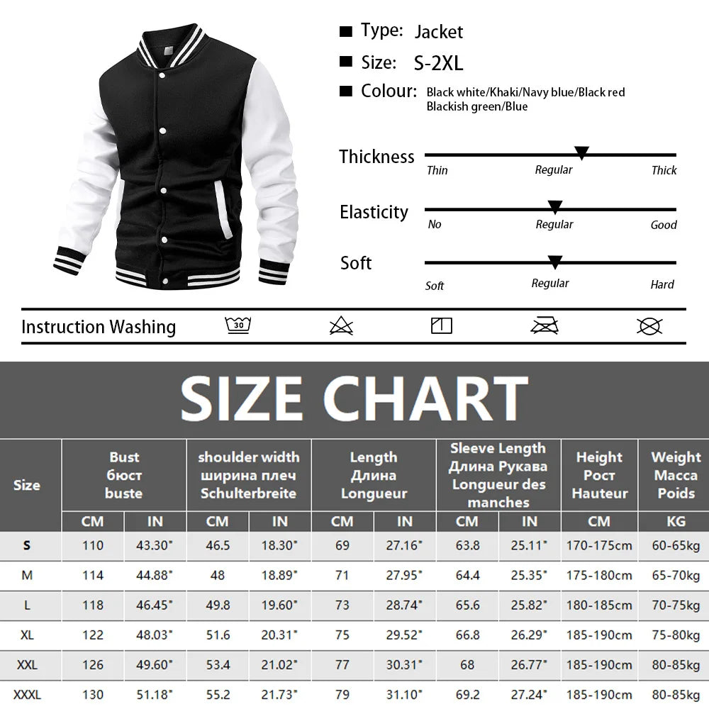Men's Black And White Varsity Baseball Jacket
