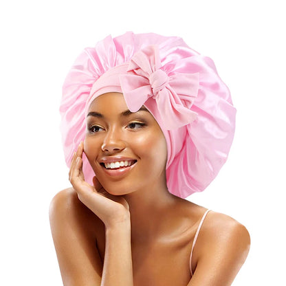 Satin Solid Sleeping Hat with Stretchy Tie Band