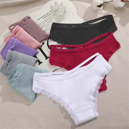 3PCS Women Cotton Lace Brazilian Panties Set S-XL