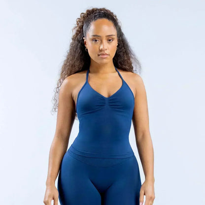Seamless Lace-Up Bra and Shorts Yoga Set for Women