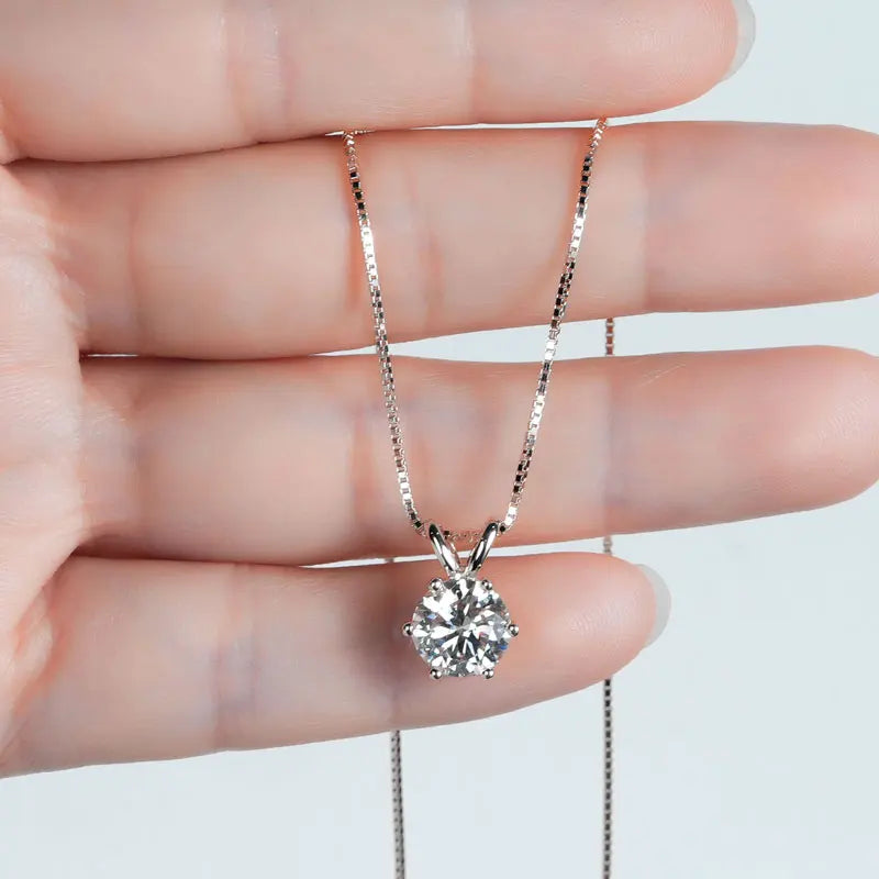 Moissanite Pendant Necklace 925 Sterling Silver Women
