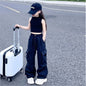 Girls Cargo Pants Cotton Polyester Black Grey Red