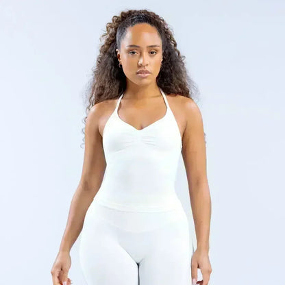 Seamless Lace-Up Bra and Shorts Yoga Set for Women