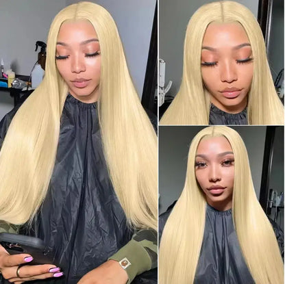 613 Blonde Bone Straight Human Hair Wig Long Lengths