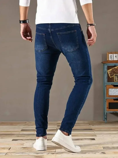 Mens Slim Fit Skinny Jeans Denim Blue Casual