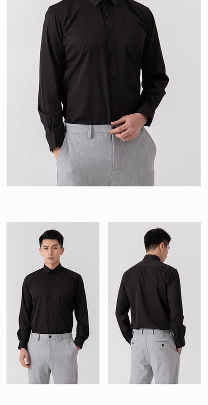 Men's Slim Fit Solid Color White Dress Shirt