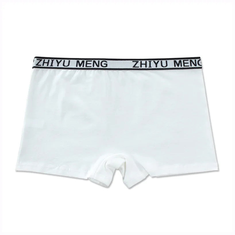 Teenage Girls Cotton Panties Solid Color Mid Waist Briefs