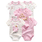 Kiddiezoom Cartoon Short Sleeve Baby Bodysuits 100% Cotton