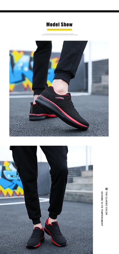 YRZL Black Knit Sneakers for Men Athletic Casual Shoes