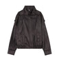 Black Long Sleeve Faux Leather Motorcycle Jacket