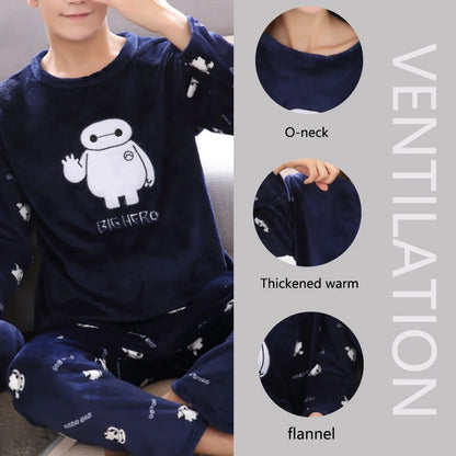 Couple Coral Fleece Pajamas Set for Winter