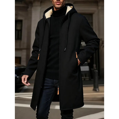 Men's Fleece Hooded Windbreaker Jacket