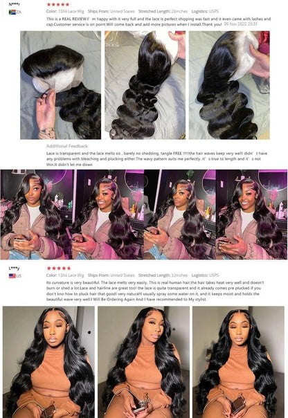 40 Inch Body Wave Human Hair Lace Front Wig