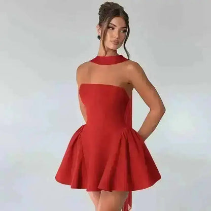 Avrilyaan Off Shoulder Backless A-line Mini Dress