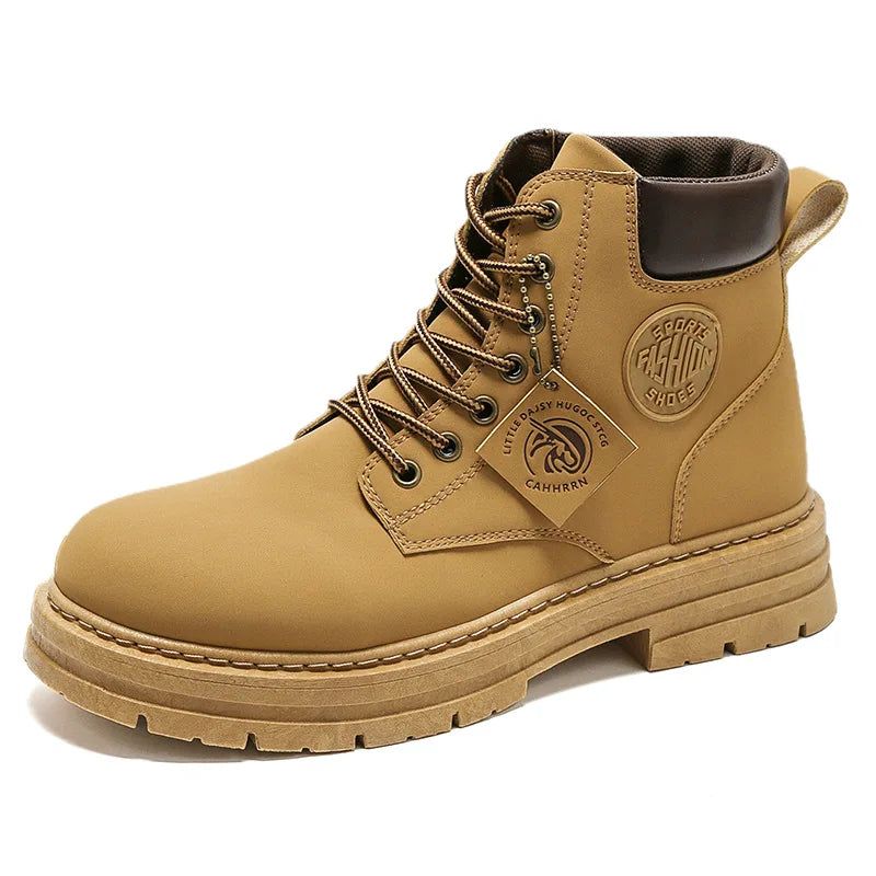 High Top Leather Motorcycle Boots for Men