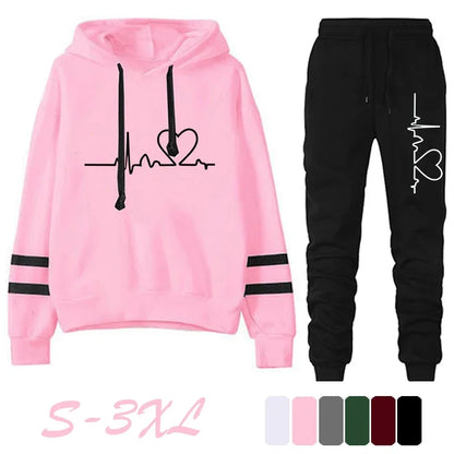 Womens Casual Stripe Hoodie and Sweatpants Set