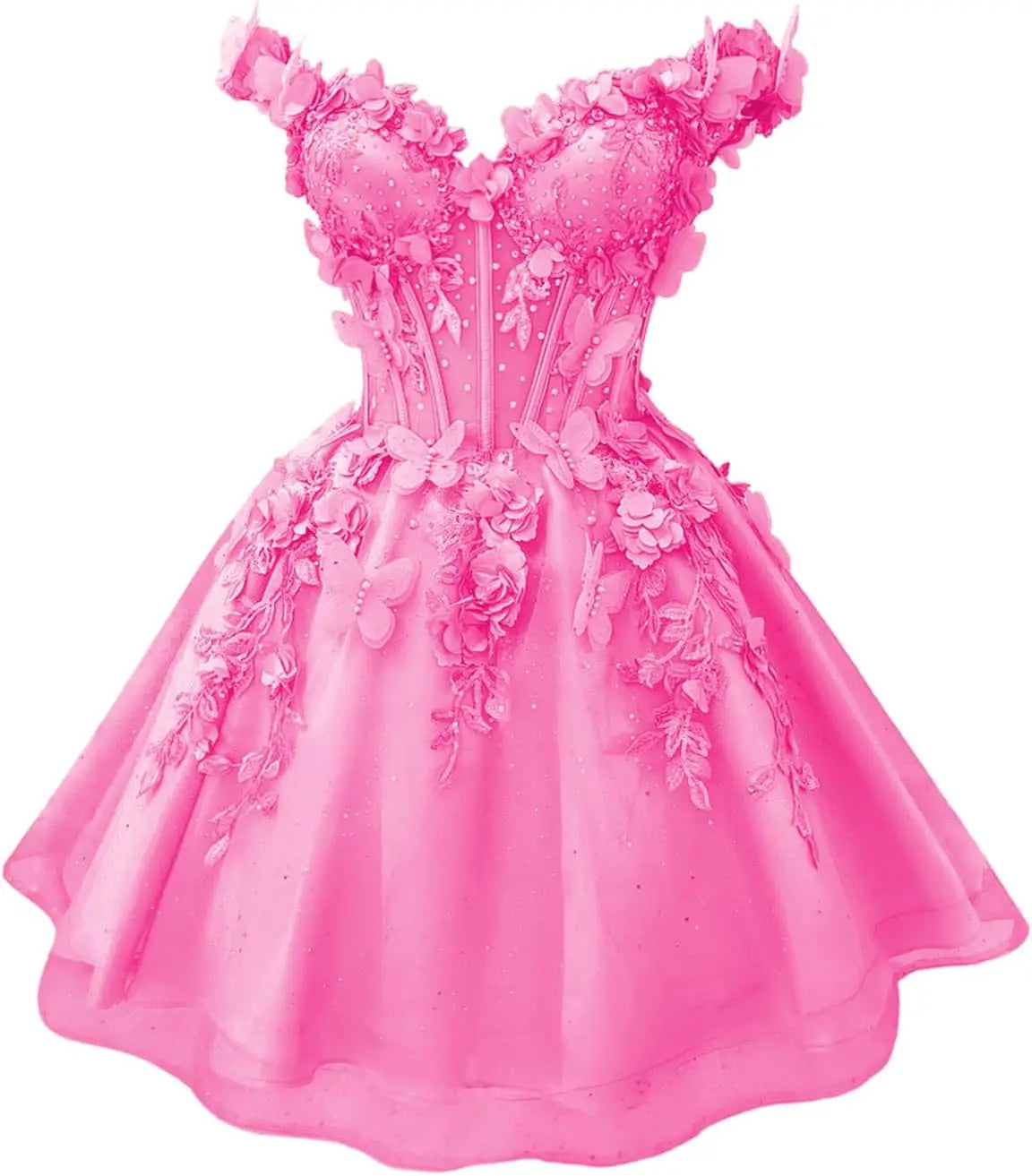 Butterfly Short Off Shoulder Prom Dress for Teens