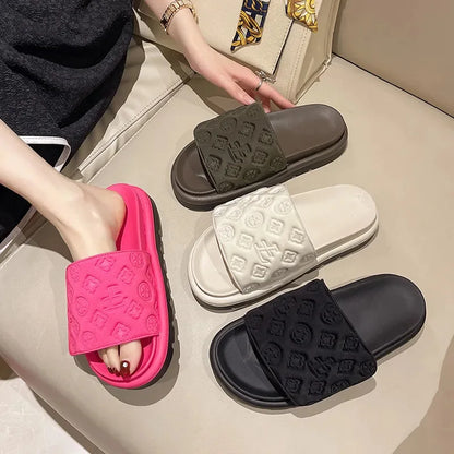 Ladies Canvas Flat Slippers Summer Sandals for Women