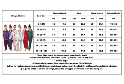 Silk Satin Pajamas Set for Kids