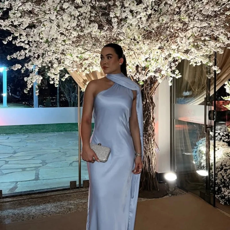 Elegant Halter Dress Women Solid Backless Maxi Dress
