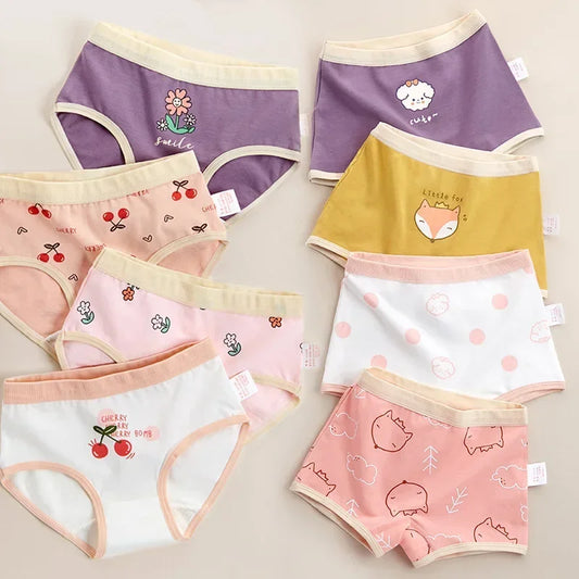 Girls Cotton Cartoon Briefs 4PCS Thin Breathable Underwear