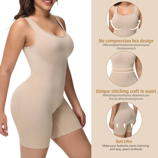 Wide Strap Bodysuit Shapewear for Women in Black/Nude